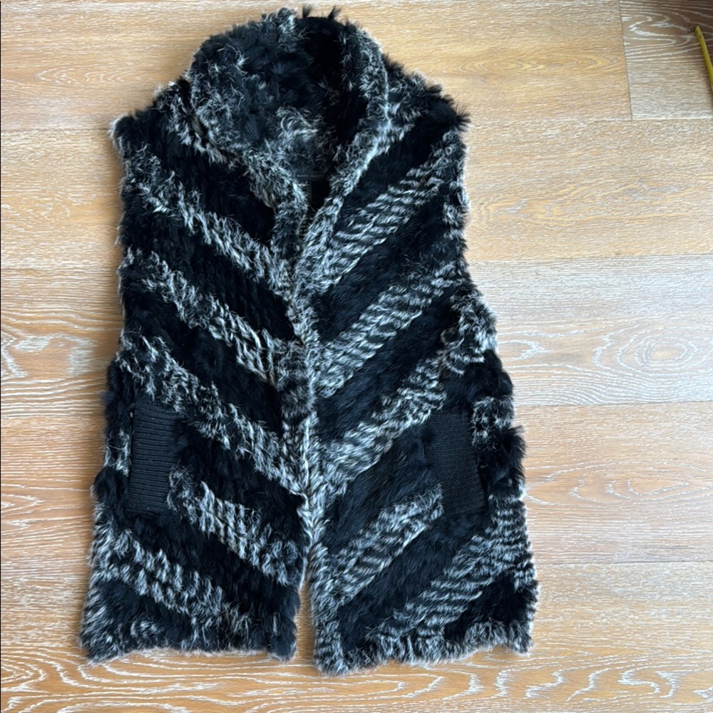 Marc by Marc Jacobs Genuine Rabbit Fur Black and Gray Vest